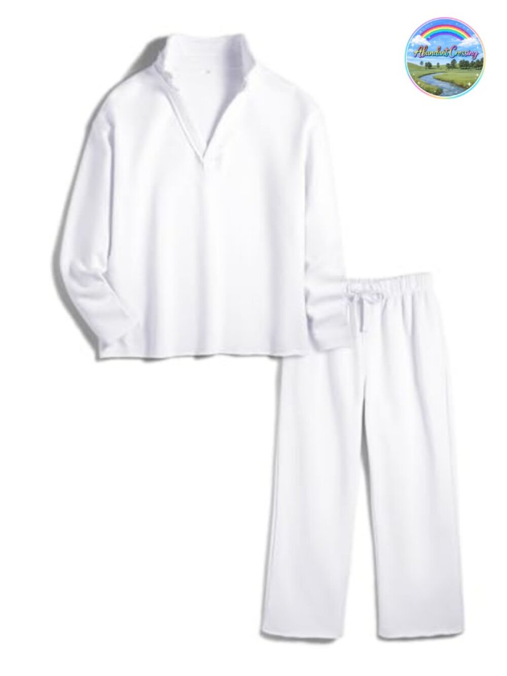 Women's 2 Piece Lounge Set - Cotton Blend Sweatshirt & Wide Leg Sweatpants -